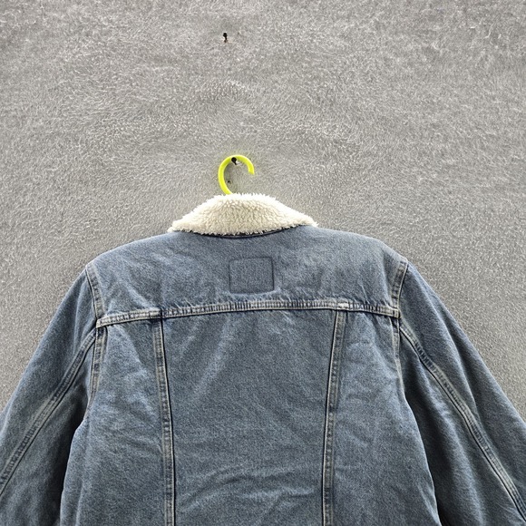 Levi's Women Jacket XL Blue Denim Jean Jacket Sherpa Lined Trucker - Picture 11 of 12